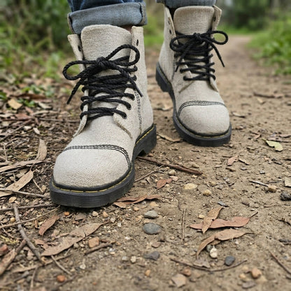 White Hemp Hiking Boots Australia – Vegan Hemp Ankle High Boots