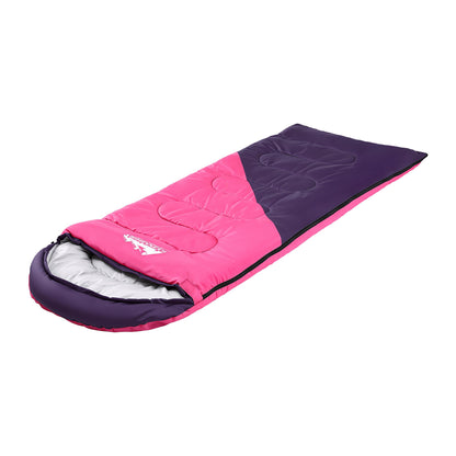 Weisshorn Sleeping Bag Single 213cm Thermal Camping Hiking Pink