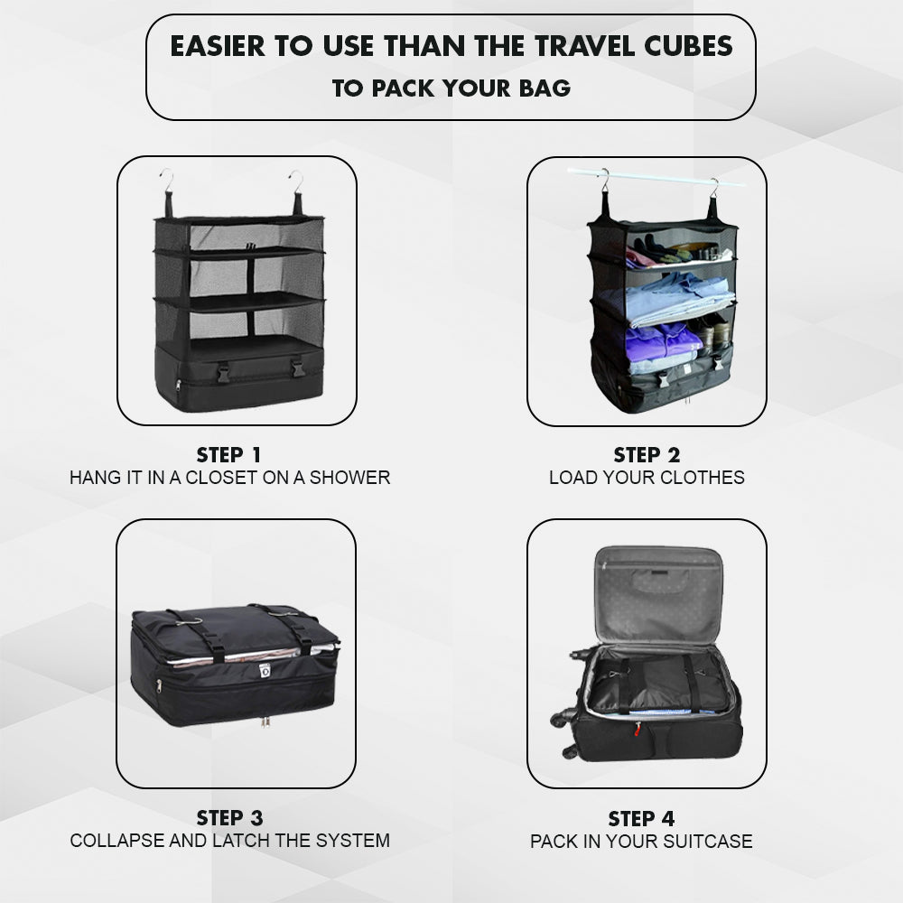 Vagooz Foldable 3 Shelf Travel Camping Organizer with Hook