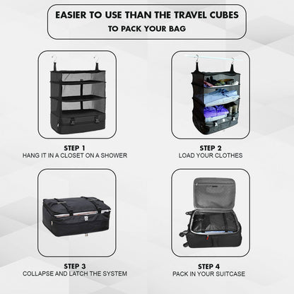 Vagooz Foldable 3 Shelf Travel Camping Organizer with Hook