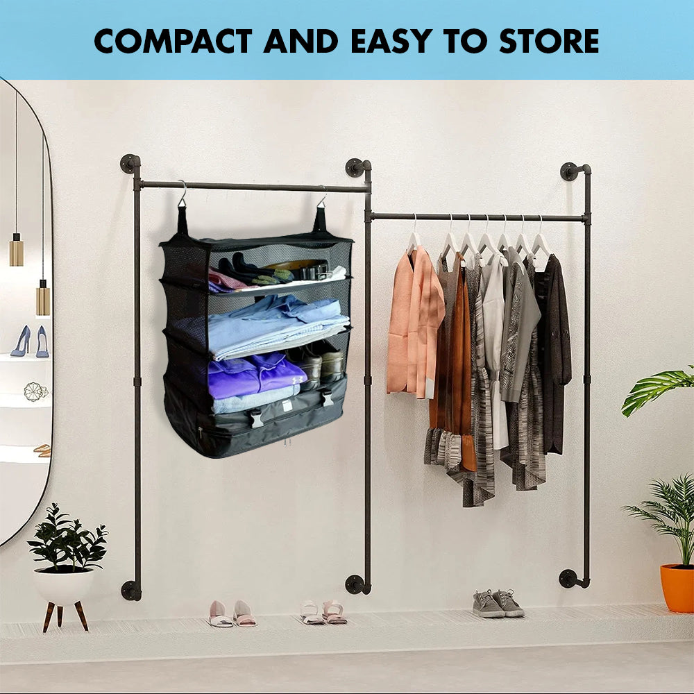 Vagooz Foldable 3 Shelf Travel Camping Organizer with Hook