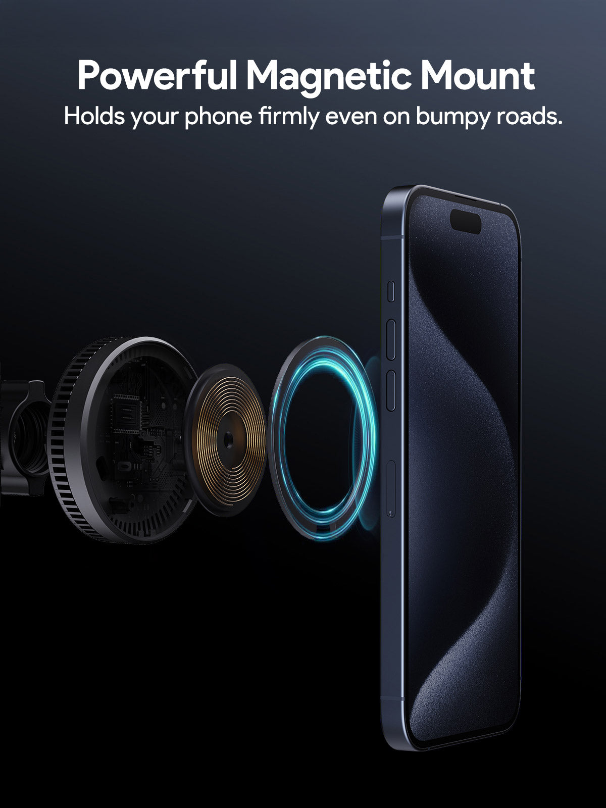 Aukey MagFusion Dash Pro Qi2 Magnetic Fast Wireless Charging Phone Mount with Active Cooling (HD-MC13A)