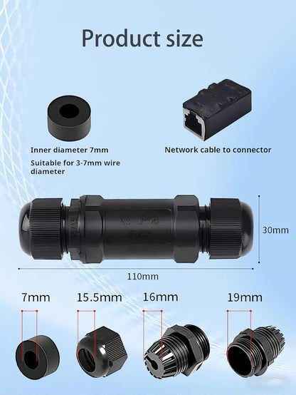 Starlink Coupler  for Starlink Cable/Cat7/Cat6/Cat5E/Cat5 Network LAN Cable Extender IP68 Waterproof (PoE Supported)