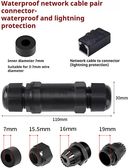 Starlink Ethernet  Connector,RJ45 Coupler, Ethernet Female to Female Extender with Lightning Protection and IP68 Waterproof,CAT8/CAT7/CAT6/CAT5E Cables