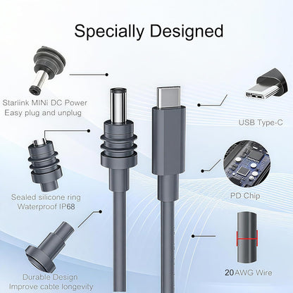 Starlink Mini Power Cable 3.3FT USB-C to DC5521