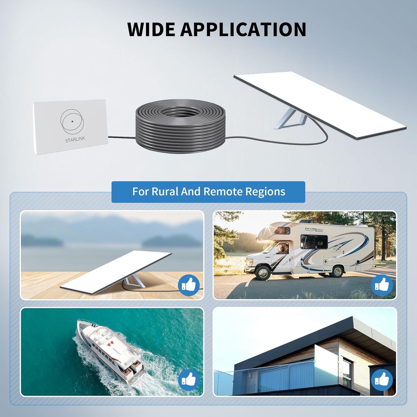 Starlink Gen 3 Ethernet Cable 15M/49.2FFT Cable,  Waterproof, Grey