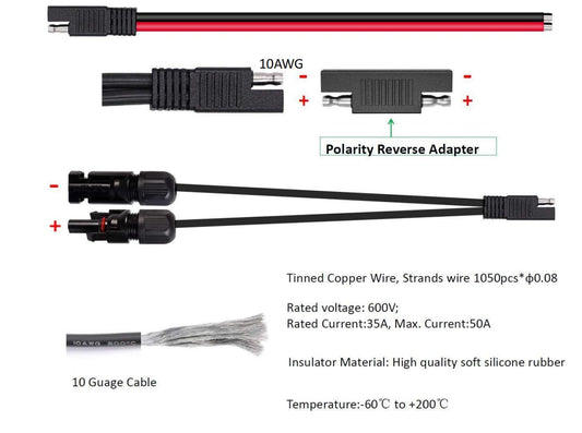 MC4 to SAE Solar Panel Connector Cable 10AWG
