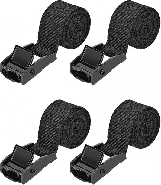 Cam Buckle Tie Down Straps 1.5m 4 Pack Black