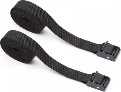 4 pieces - Tension straps - Lashing straps - Fastening straps - 25 MM * 1.5 meters long - Polyester fibers - Black - with buckle - adjustable - for vans, bicycles, trailers, luggage