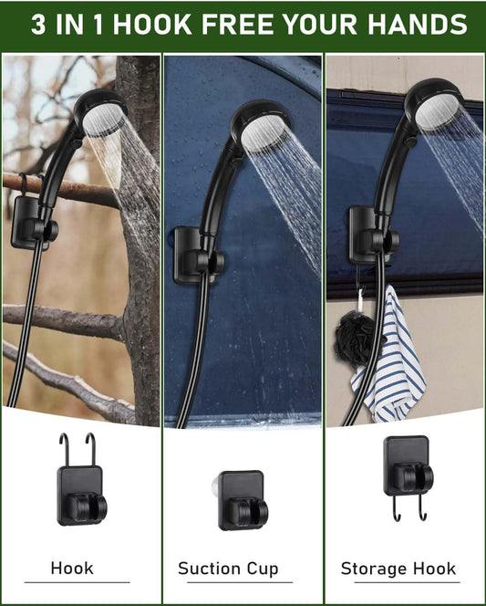Rechargeable Portable Camping Shower Pump 6000mAh Grey
