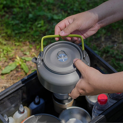 Camping Kettle, Stainless Steel Teapot, Whistling Water Kettle, Camping Picnic Stove Top, Portable Campfires Kettle for Open Fire, Outdoor Camp Tea Coffee Pot for Picnic and Traveling A Gray