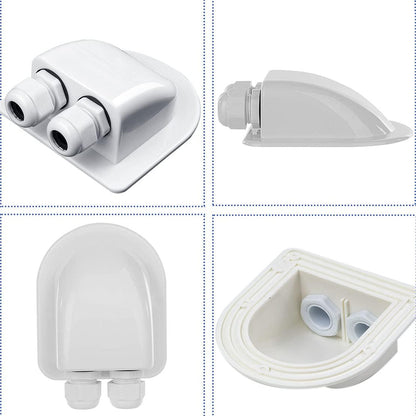 Solar Cable Entry Gland - Waterproof Double Connector Cover, Photovoltaic Plastic Bracket Curved ABS Dual Entry Housing for RV, Caravan Boat Panels