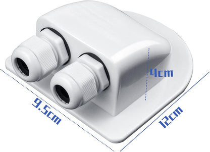 Solar Cable Entry Gland - Waterproof Double Connector Cover, Photovoltaic Plastic Bracket Curved ABS Dual Entry Housing for RV, Caravan Boat Panels