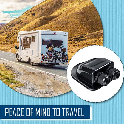 Solar Cable Entry Gland - Waterproof Double Connector Cover, Photovoltaic Plastic Bracket Curved ABS Dual Entry Housing for RV, Caravan Boat Panels