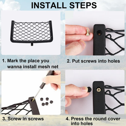 Car Campervan Storage Nets 4pcs, Elastic Van RV Mesh Storage Net Pocket with Plastic Frame, Suit for Caravan Motorhome Boat Storage Solutions