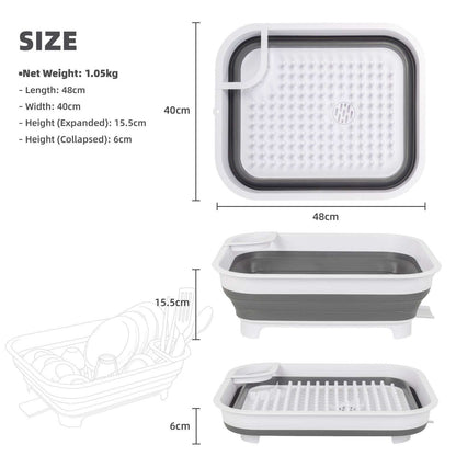 Collapsible Dish Rack with Utensil Section Space-Saving Drying Rack for Compact Kitchens & Camping