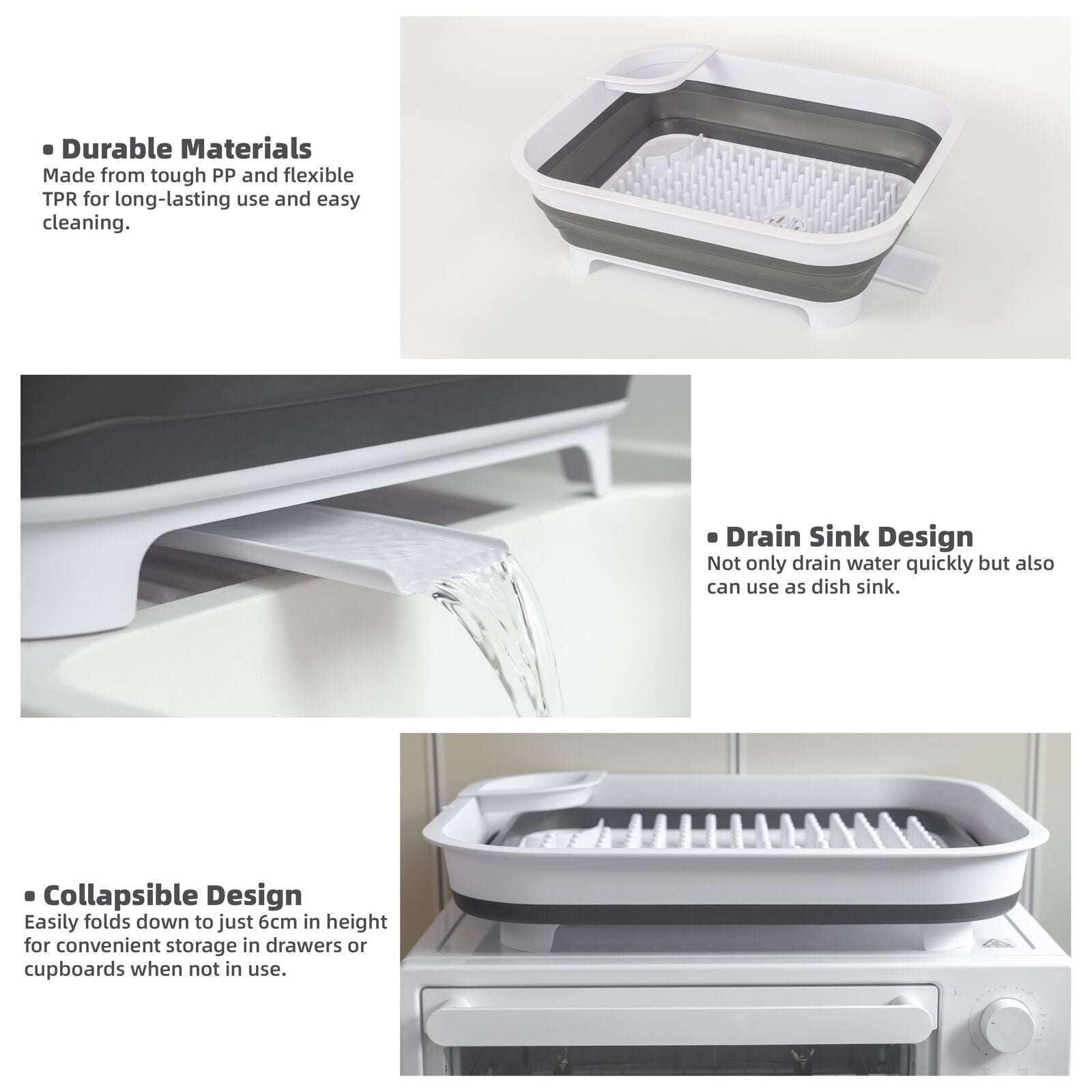 Collapsible Dish Rack with Utensil Section Space-Saving Drying Rack for Compact Kitchens & Camping