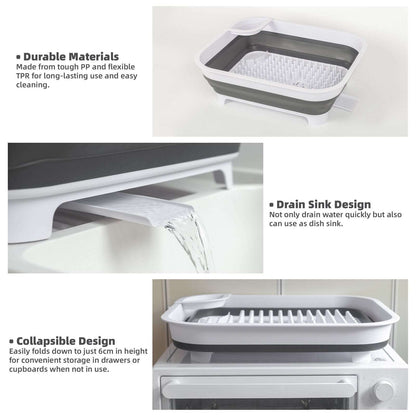 Collapsible Dish Rack with Utensil Section Space-Saving Drying Rack for Compact Kitchens & Camping