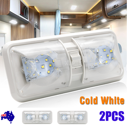 12V RV Double Dome LED Ceiling Lights 2 Pack
