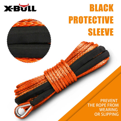 X-BULL Dyneema Synthetic Rope Winch Cable SK75 5.5MM x 13M Car Tow Recovery Strap
