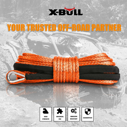 X-BULL Dyneema Synthetic Rope Winch Cable SK75 5.5MM x 13M Car Tow Recovery Strap