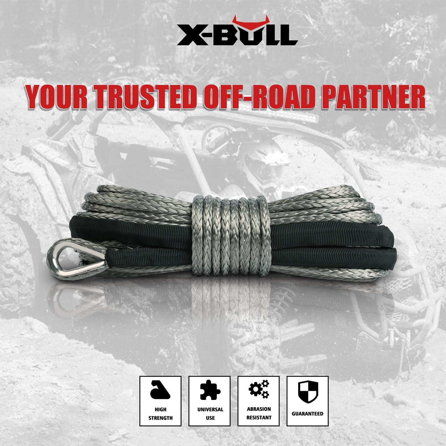 X-BULL Synthetic Dyneem Rope 5.5MM x 13M SK75 Car Tow Recovery Winch Cable Line