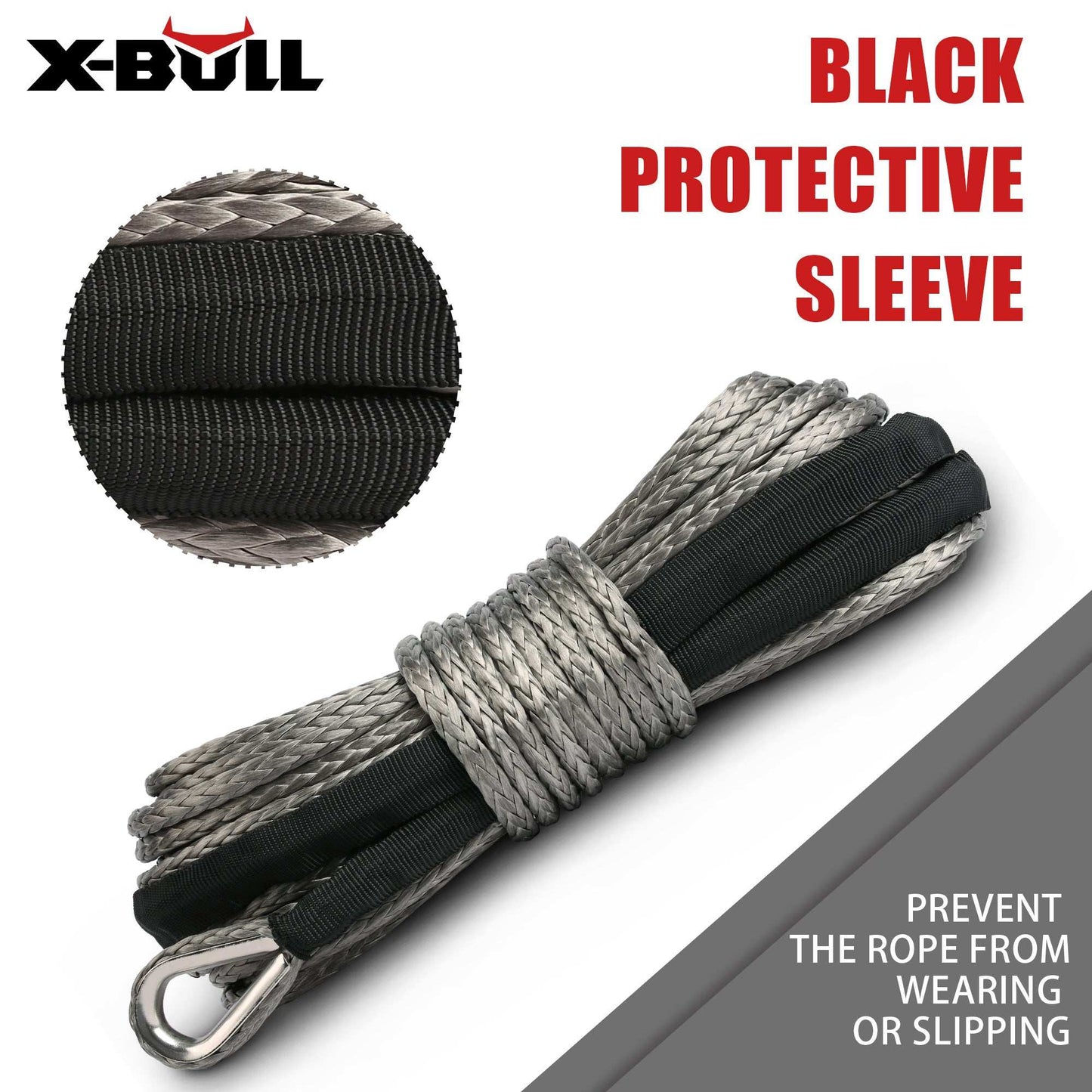 X-BULL Synthetic Dyneem Rope 5.5MM x 13M SK75 Car Tow Recovery Winch Cable Line