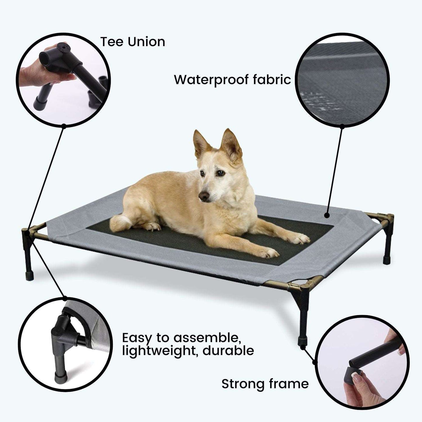 Floofi Elevated Camping Pet Bed (M Army) - PT-PB-148-QQQ