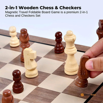 Social Hike 2-in-1 Magnetic Travel Chess & Checkers Set