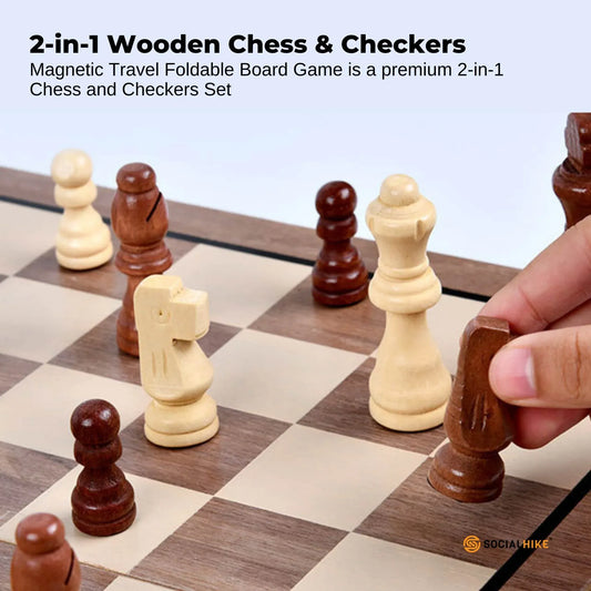Social Hike 2-in-1 Magnetic Travel Chess & Checkers Set