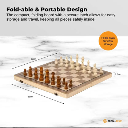 Social Hike 2-in-1 Magnetic Travel Chess & Checkers Set