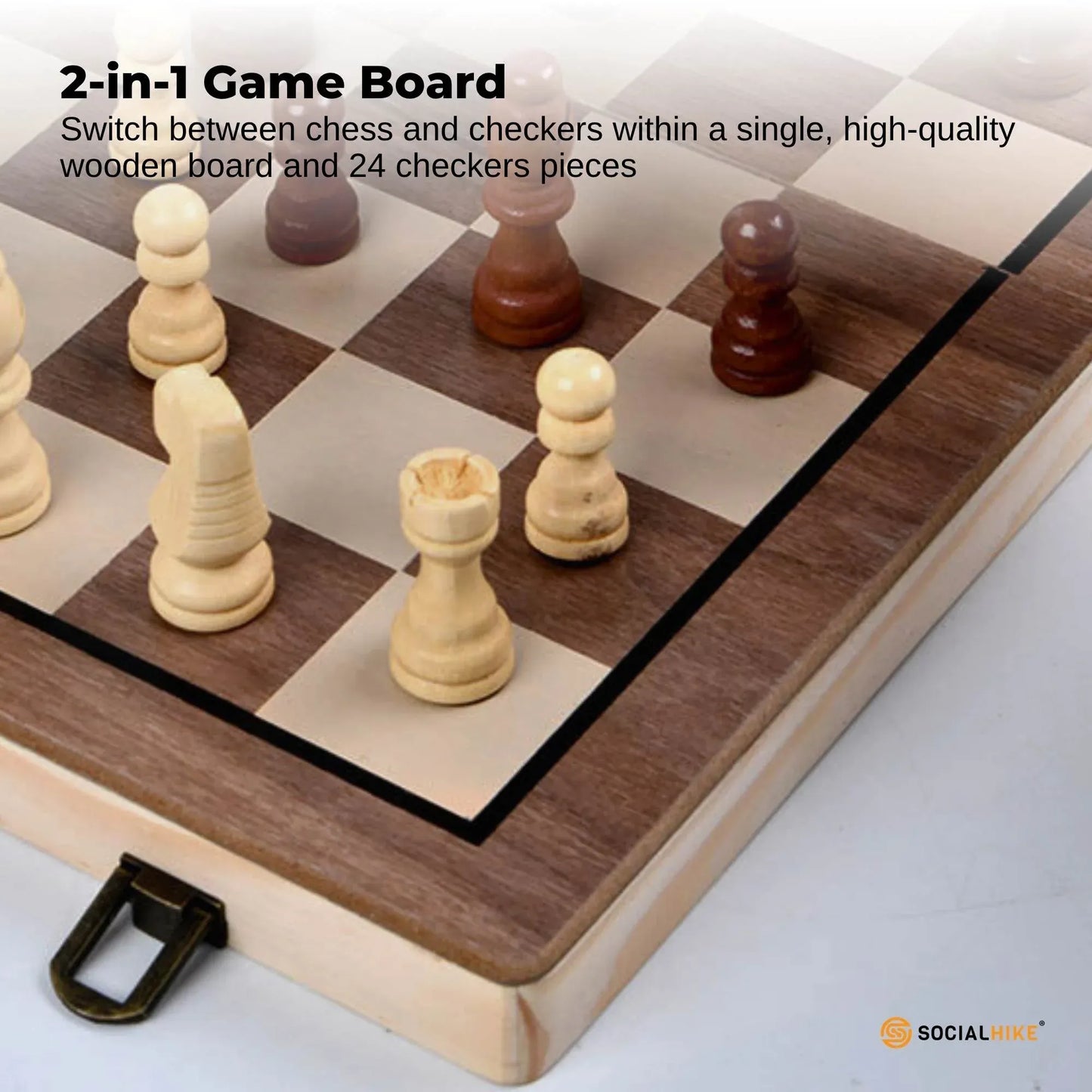 Social Hike 2-in-1 Magnetic Travel Chess & Checkers Set