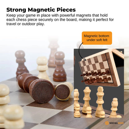 Social Hike 2-in-1 Magnetic Travel Chess & Checkers Set