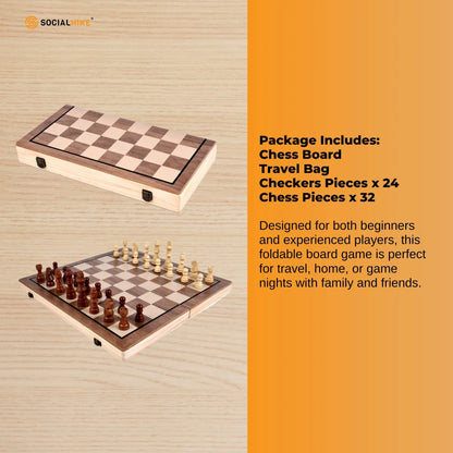 Social Hike 2-in-1 Magnetic Travel Chess & Checkers Set