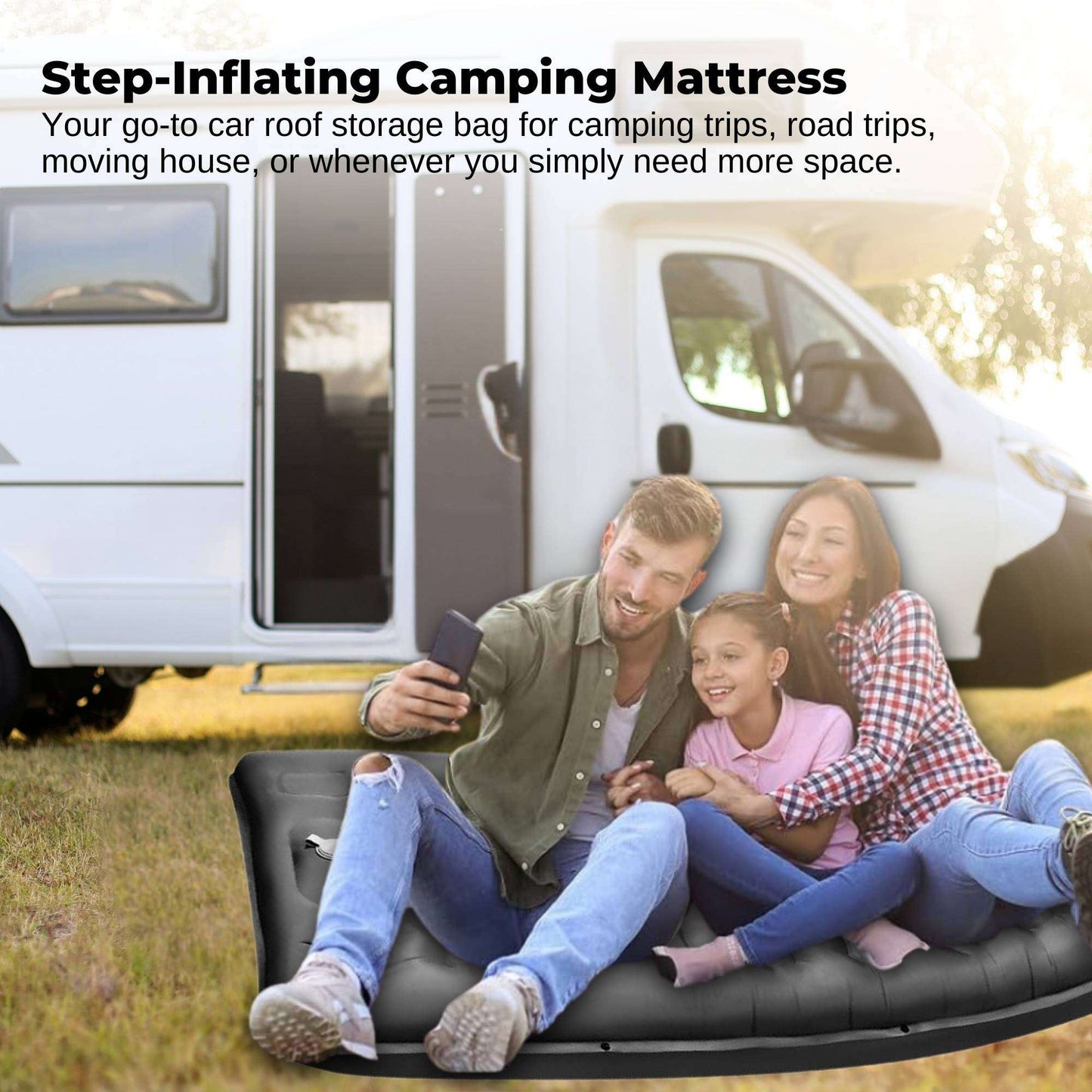 Social Hike Step-Inflating Camping Mattress Lightweight Waterproof Sleeping Grey