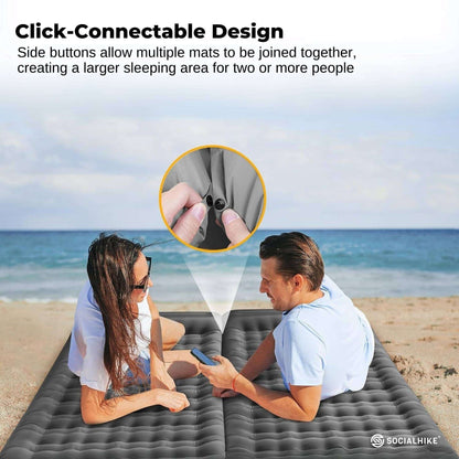Social Hike Step-Inflating Camping Mattress Lightweight Waterproof Sleeping Grey