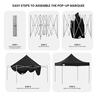 Wallaroo Pop-Up Marquee 3x3m with Walls - Black