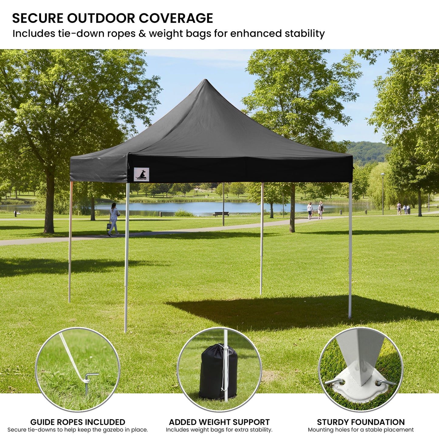 Wallaroo Pop-Up Marquee 3x3m with Walls - Black