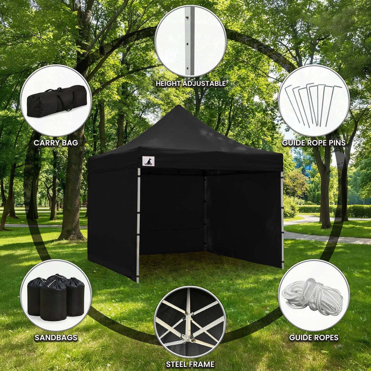 Wallaroo Pop-Up Marquee 3x3m with Walls - Black