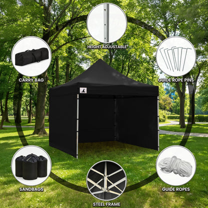 Wallaroo Pop-Up Marquee 3x3m with Walls - Black