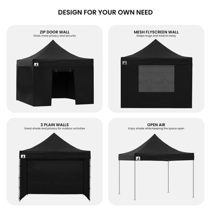 Wallaroo Pop-Up Marquee 3x3m with Walls - Black