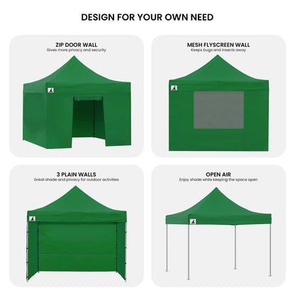 Wallaroo 3x3m Pop-Up Marquee with Walls - Green