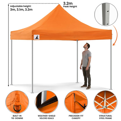 Wallaroo 3x3m Pop-Up Marquee with Walls - Orange