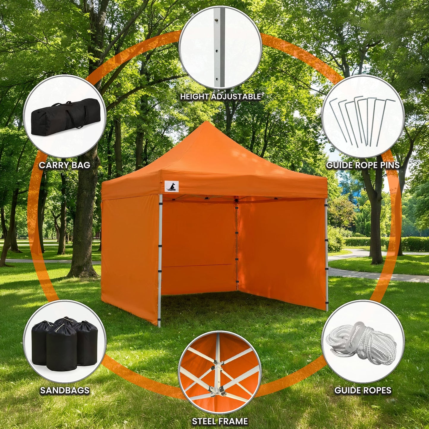 Wallaroo 3x3m Pop-Up Marquee with Walls - Orange