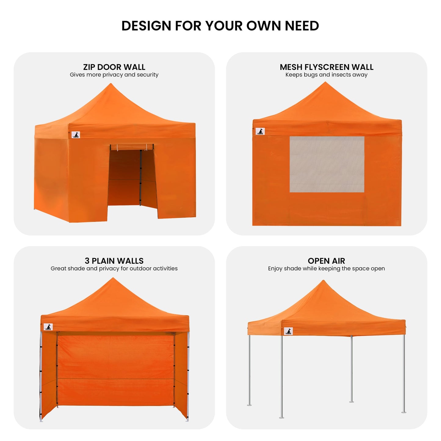 Wallaroo 3x3m Pop-Up Marquee with Walls - Orange