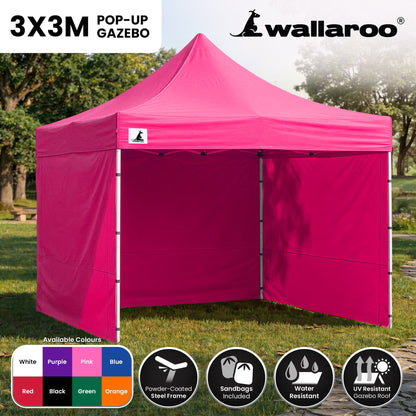 Wallaroo 3x3m Pop-Up Marquee with Walls - Pink