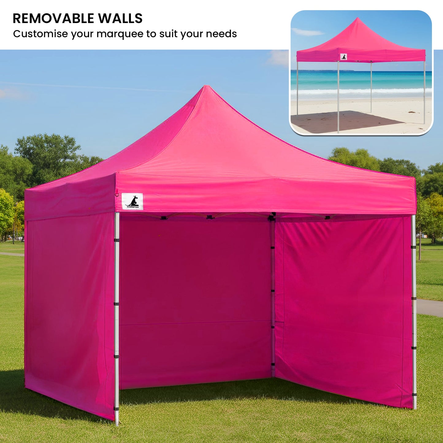 Wallaroo 3x3m Pop-Up Marquee with Walls - Pink