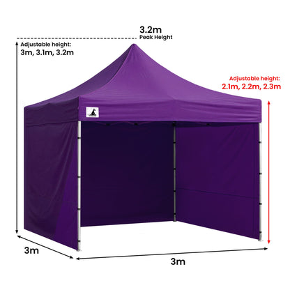 Wallaroo 3x3m Pop-Up Marquee with Walls – Purple