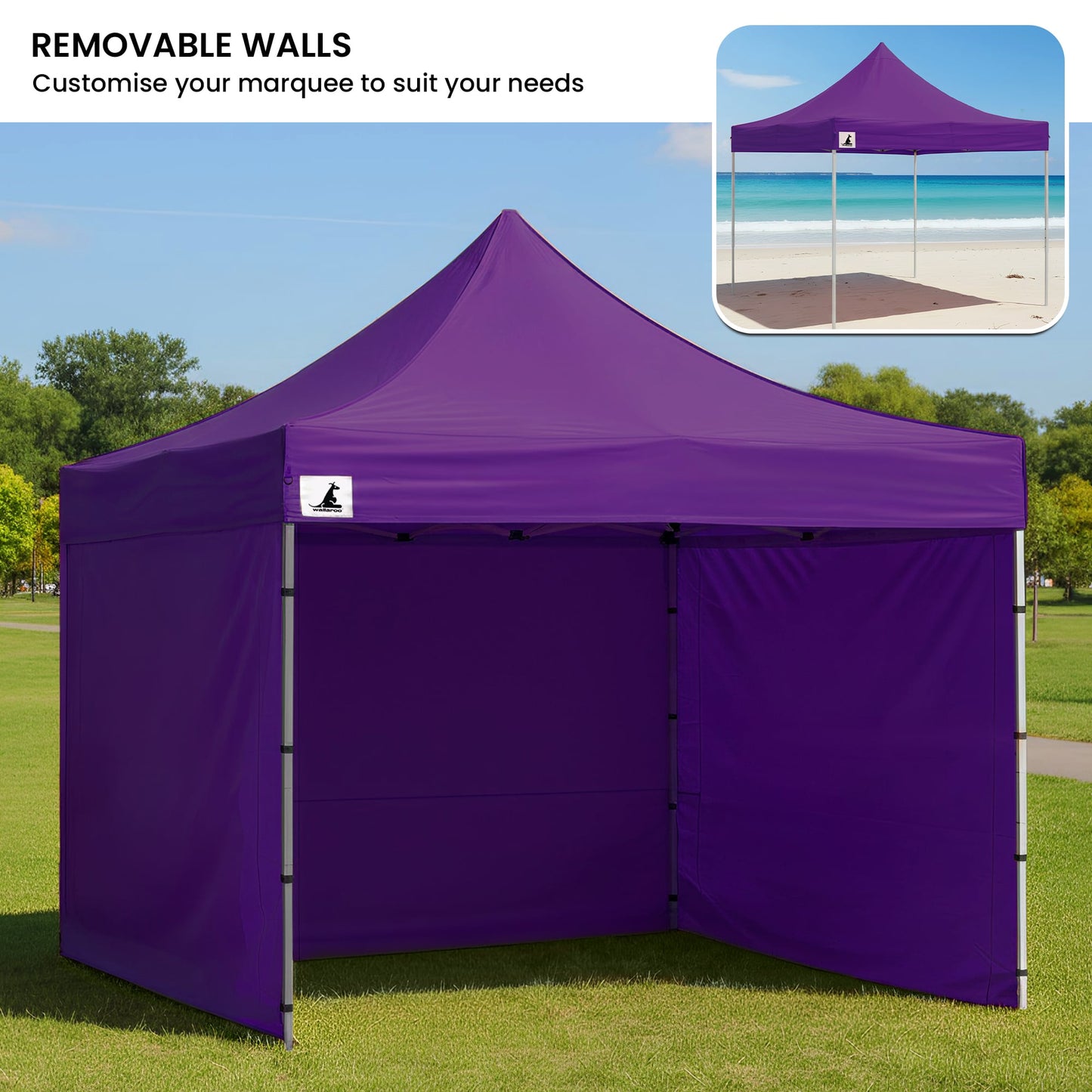Wallaroo 3x3m Pop-Up Marquee with Walls – Purple