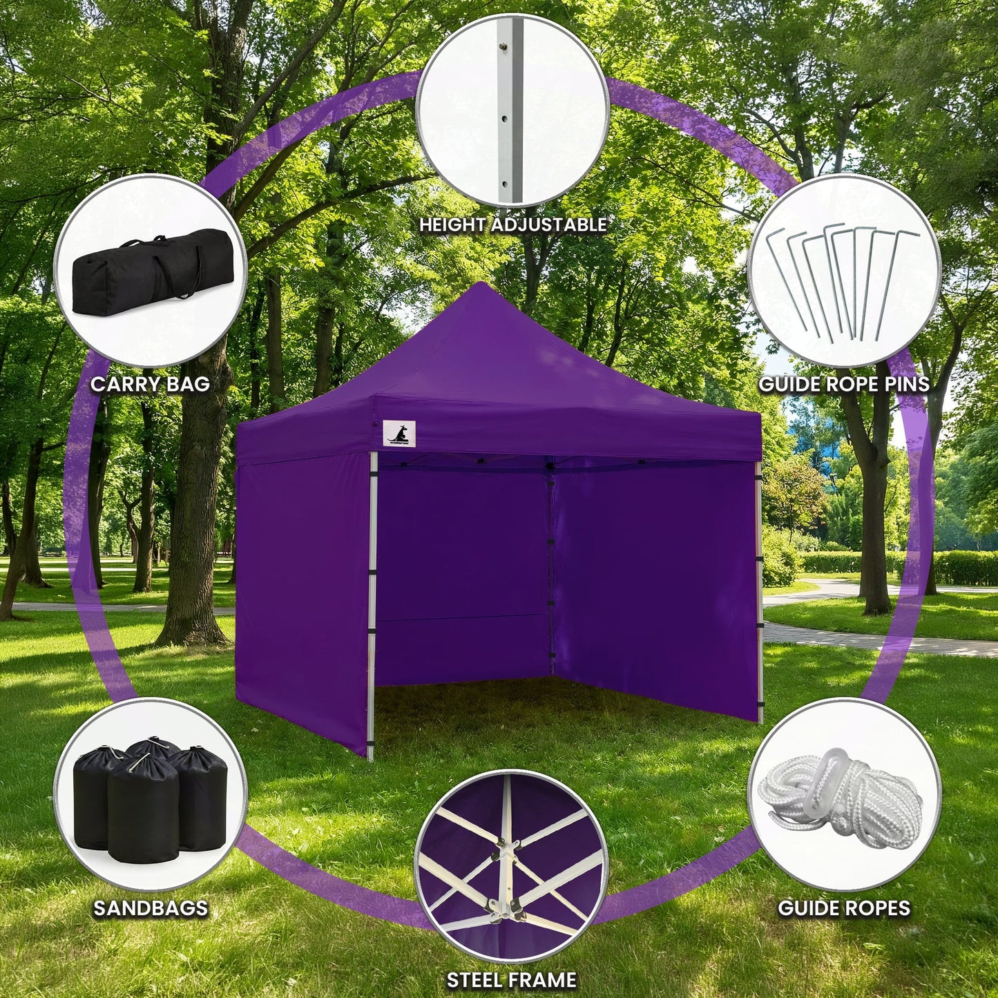 Wallaroo 3x3m Pop-Up Marquee with Walls – Purple